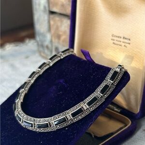 Vintage/Antique Onyx Sterling Collar Necklace